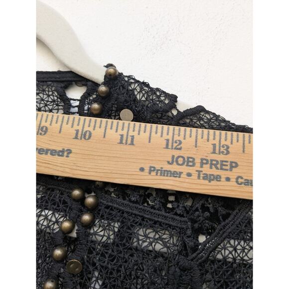 Anthropologie Maeve Auralis Black Studded Grunge Lace Blouse Size Small - Picture 10 of 13